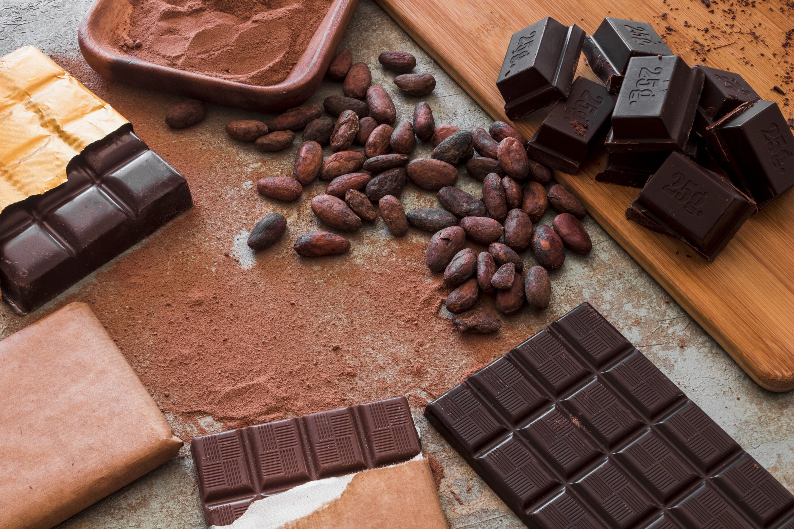 overhead-view-chocolate-bars-with-cocoa-powder-raw-beans-scaled.jpg