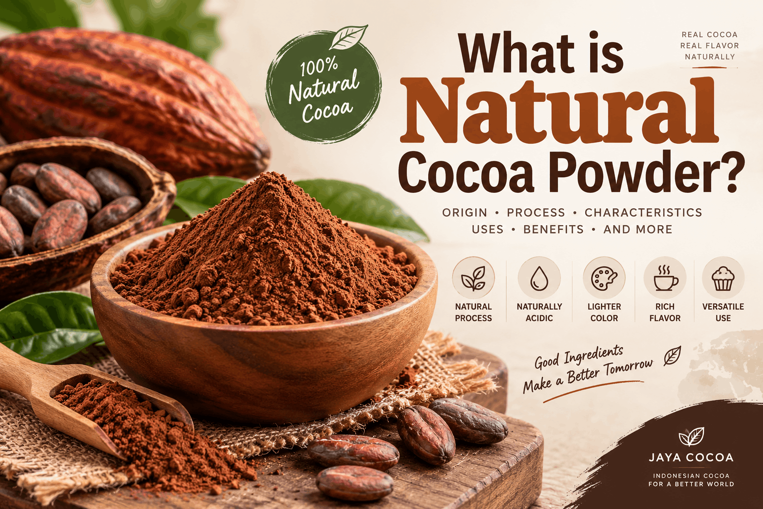 What is natural cocoa powder with cocoa beans, cocoa powder, and natural cocoa processing