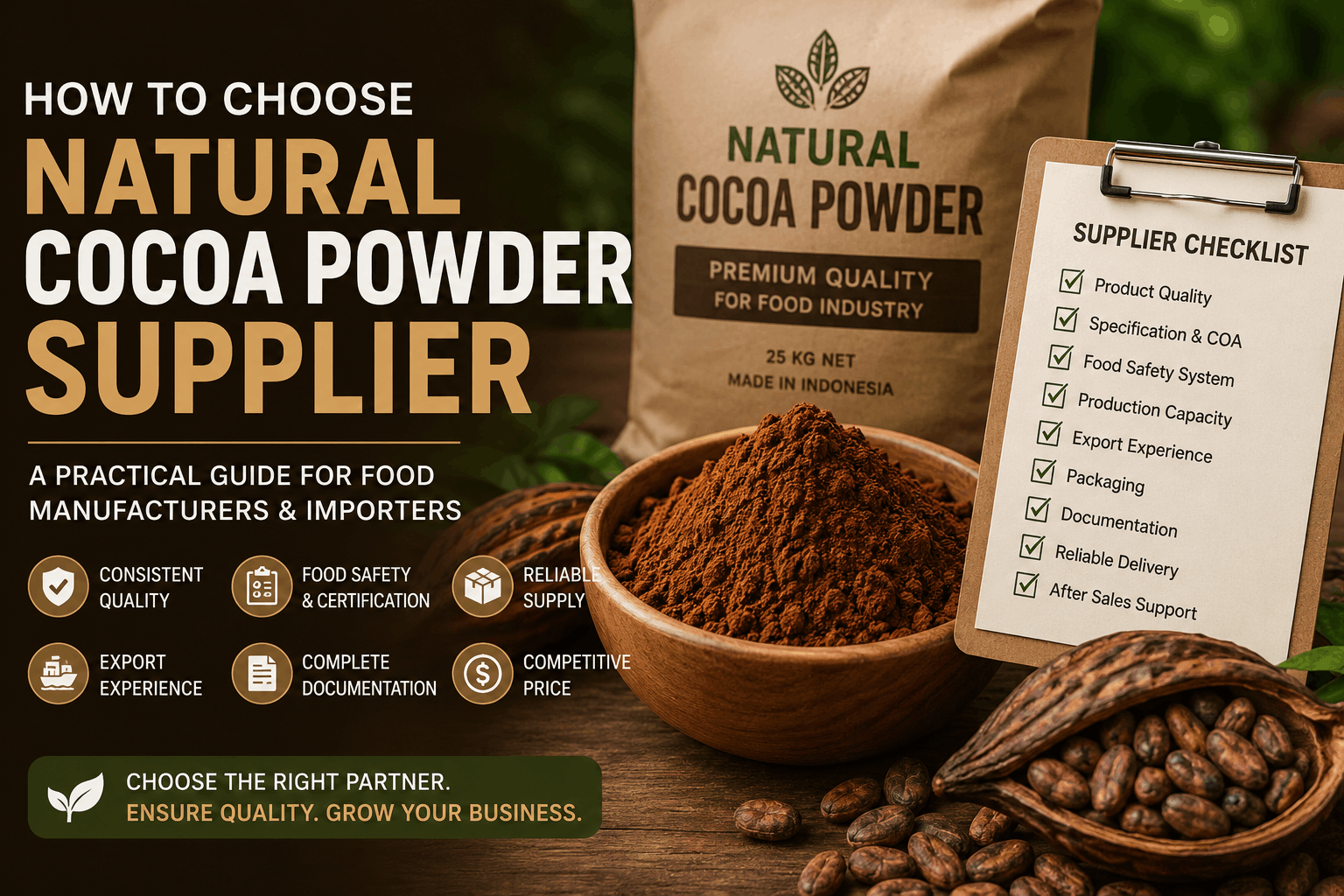 How to choose a natural cocoa powder supplier for food manufacturers and importers