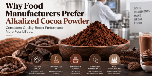 Why food manufacturers prefer alkalized cocoa powder for consistent color, pH, flavor, and applications